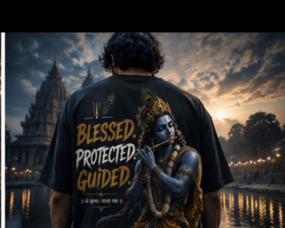 Divine Krishna Aura Oversized T-Shirt