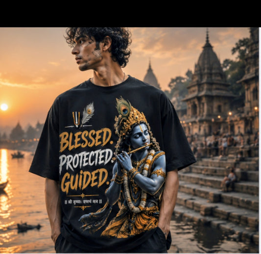 Divine Krishna Aura Oversized T-Shirt